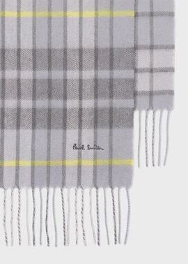 モノトーンチェック カシミヤブレンド マフラー（グレー） ｜ポール