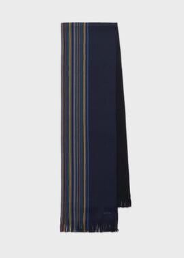 ハーフストライプ ラッセル マフラー（ネイビー） ｜ポール・スミス