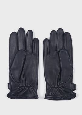 シグネチャーストライプ パイピングウール グローブ（ネイビー