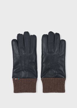 ニットカフス レザー グローブ（ネイビー） ｜ポール・スミス