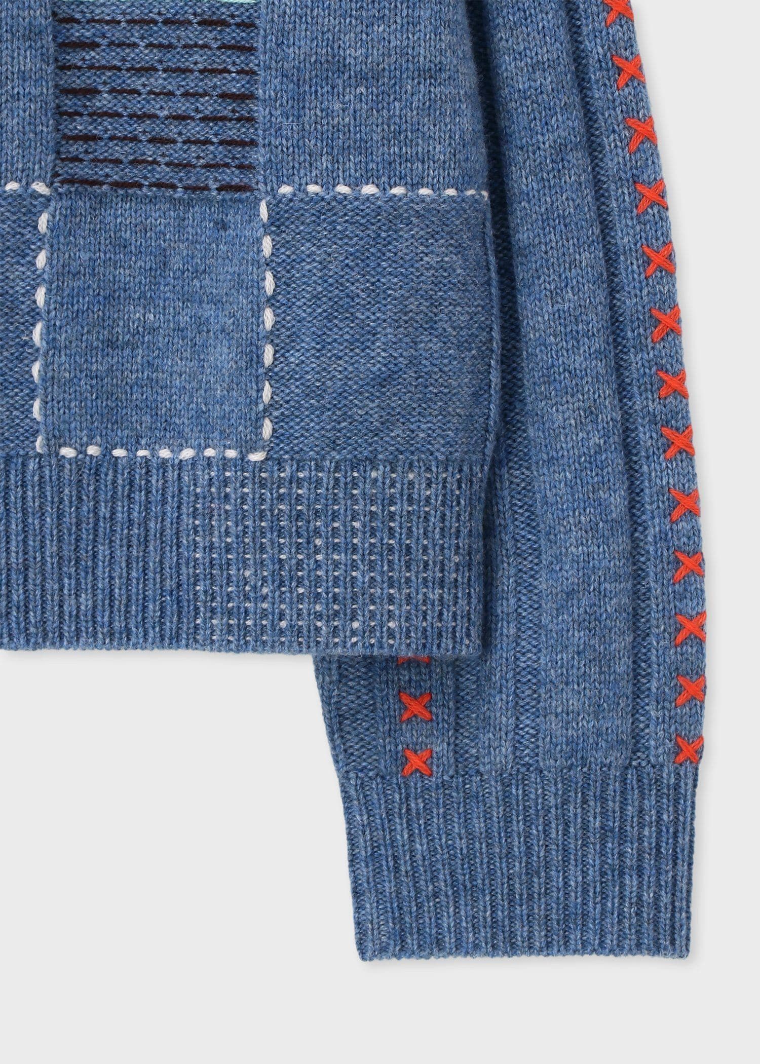 ウィメンズ パッチワーク カーディガン（グレイッシュブルー