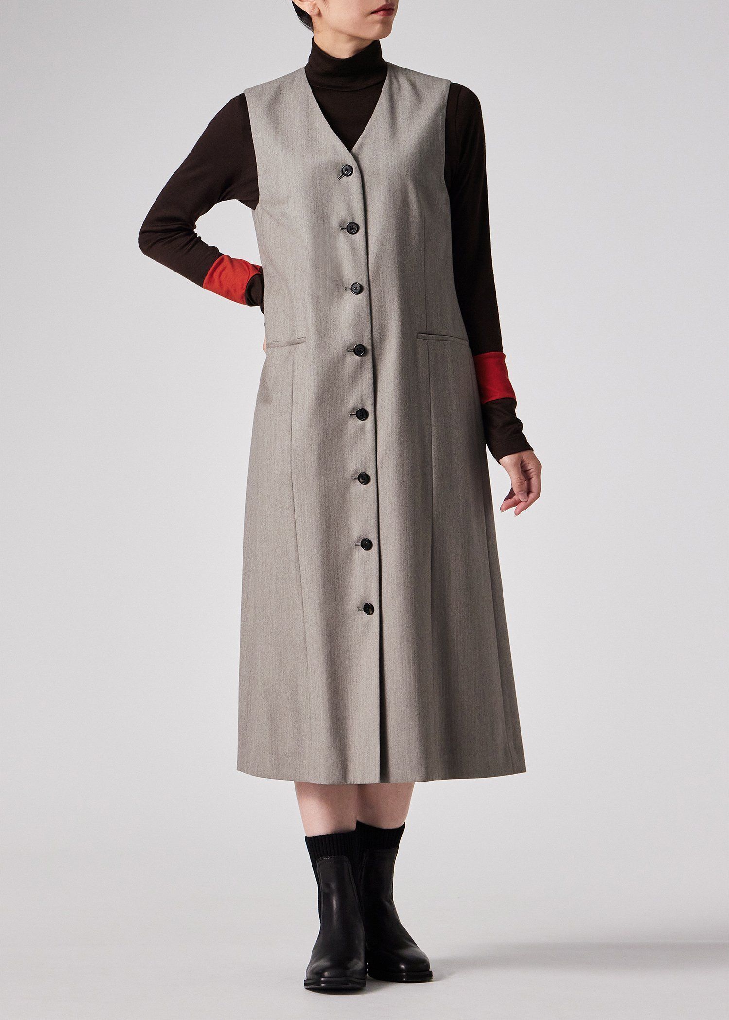 ウィメンズ カシミアブレンド フランネル ジャンパースカート