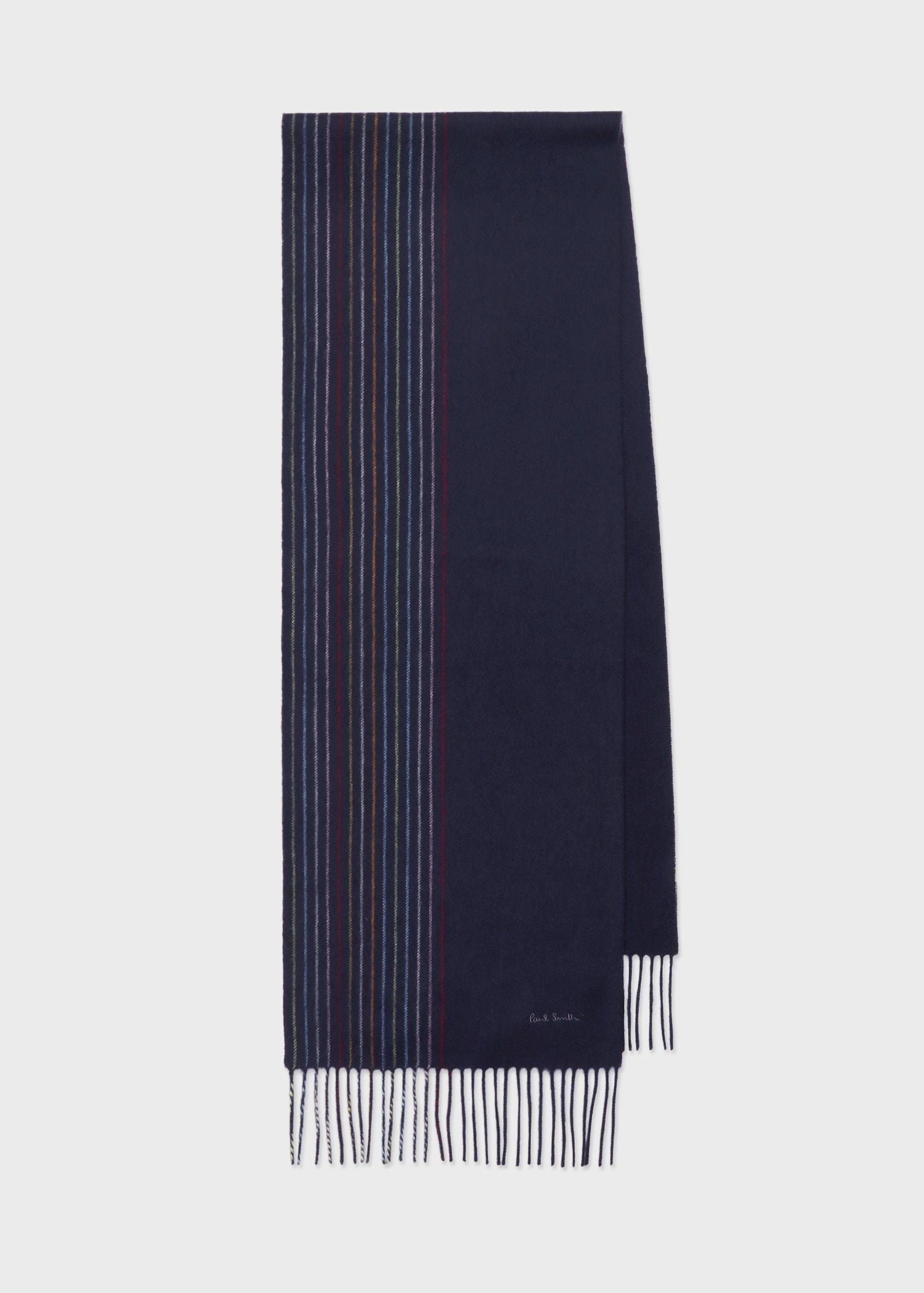 ハーフストライプ カシミヤブレンドマフラー