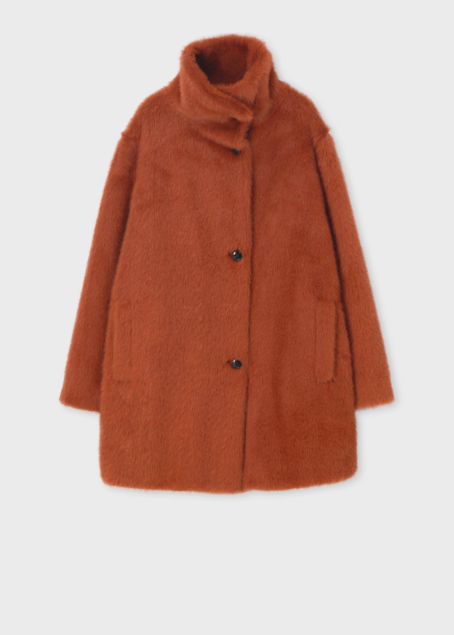 ウィメンズ ラストオレンジ フェイクファー コート