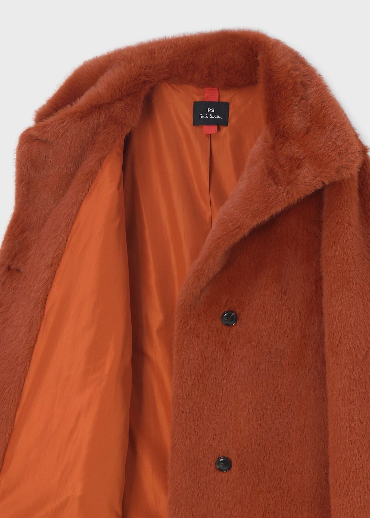 ウィメンズ ラストオレンジ フェイクファー コート