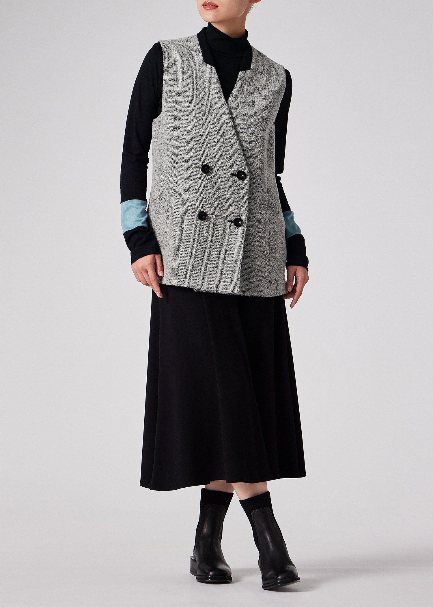 ウィメンズ ヘリンボーン ツイード ロングジレ
