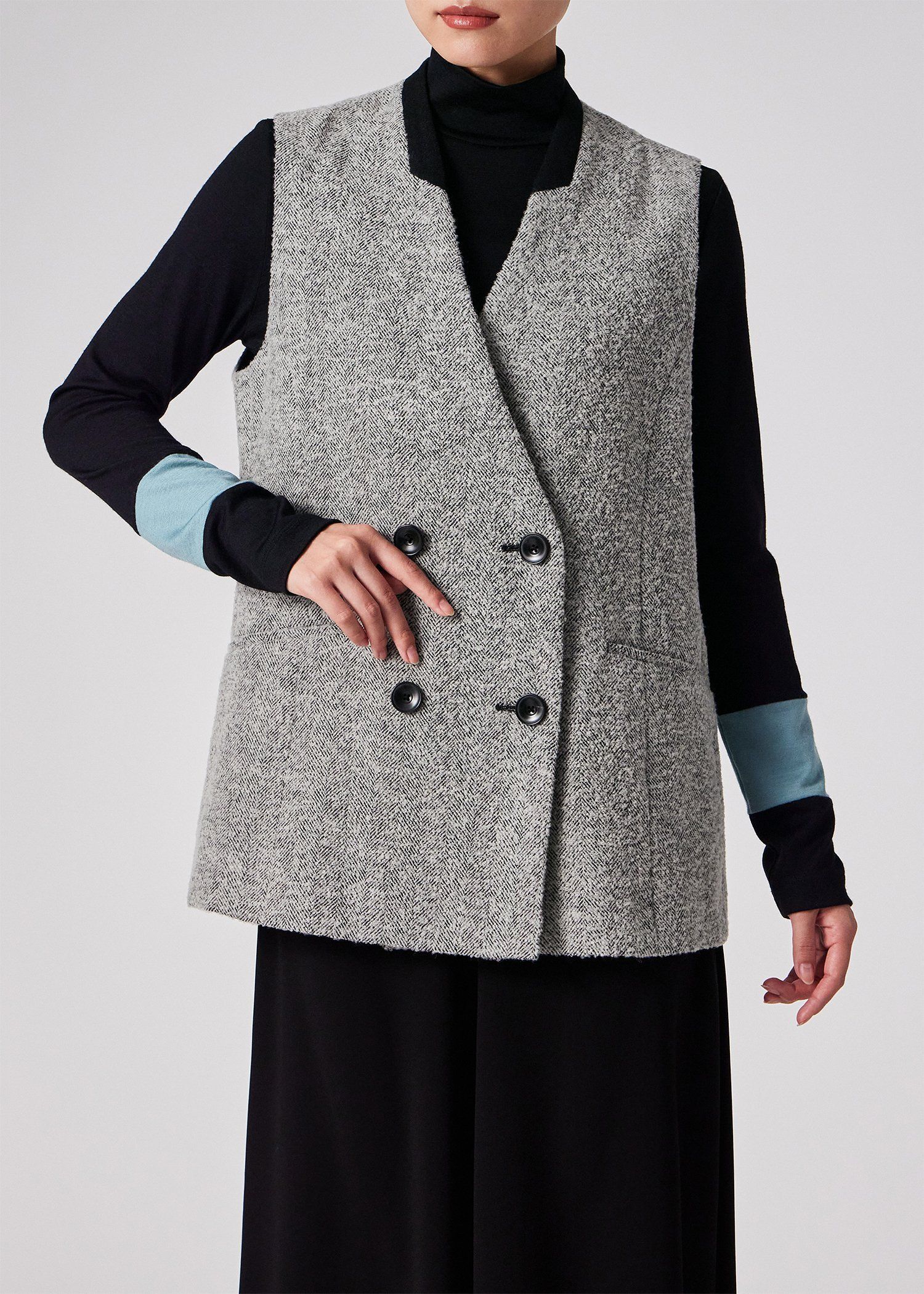 ウィメンズ ヘリンボーン ツイード ロングジレ