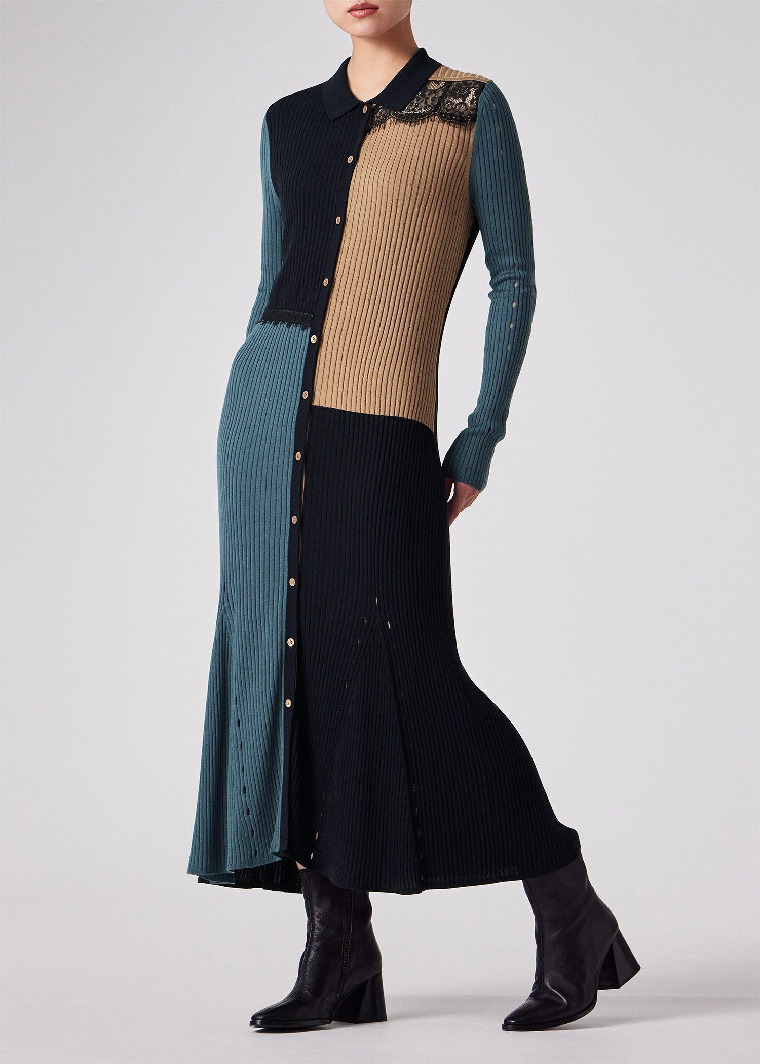 ウィメンズ レース カラーブロック ワンピース