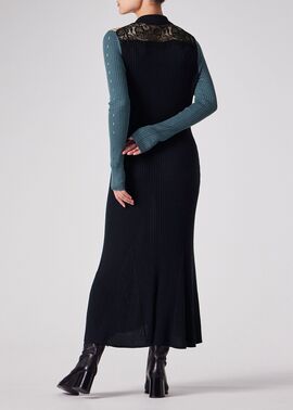 ウィメンズ レース カラーブロック ワンピース（ネイビー） ｜ポール