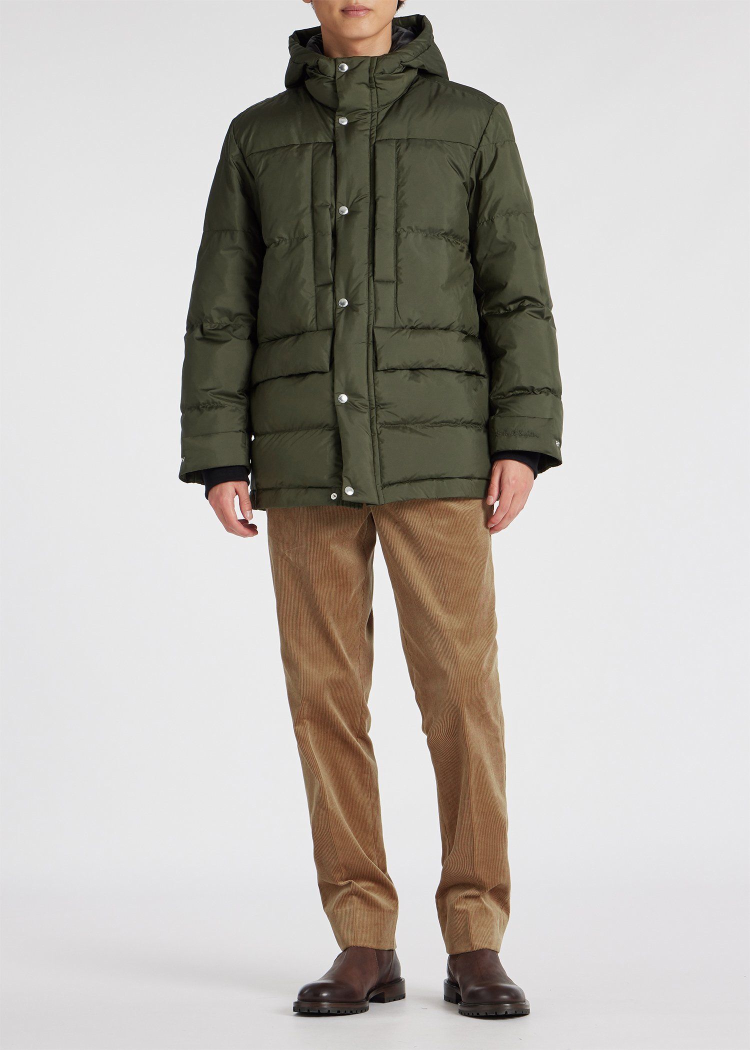 スポーツストライプ フーデッド中綿ブルゾン