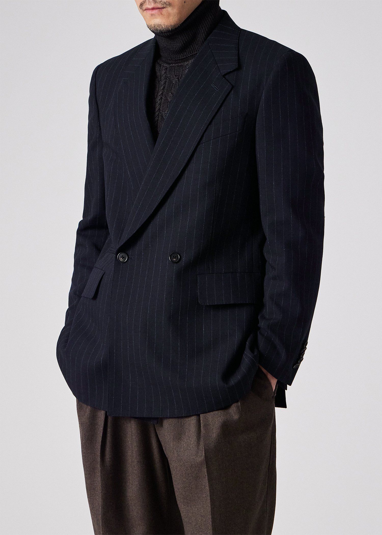 クラシックチョークストライプ 2Bダブルブレスト ジャケット ｜ポール