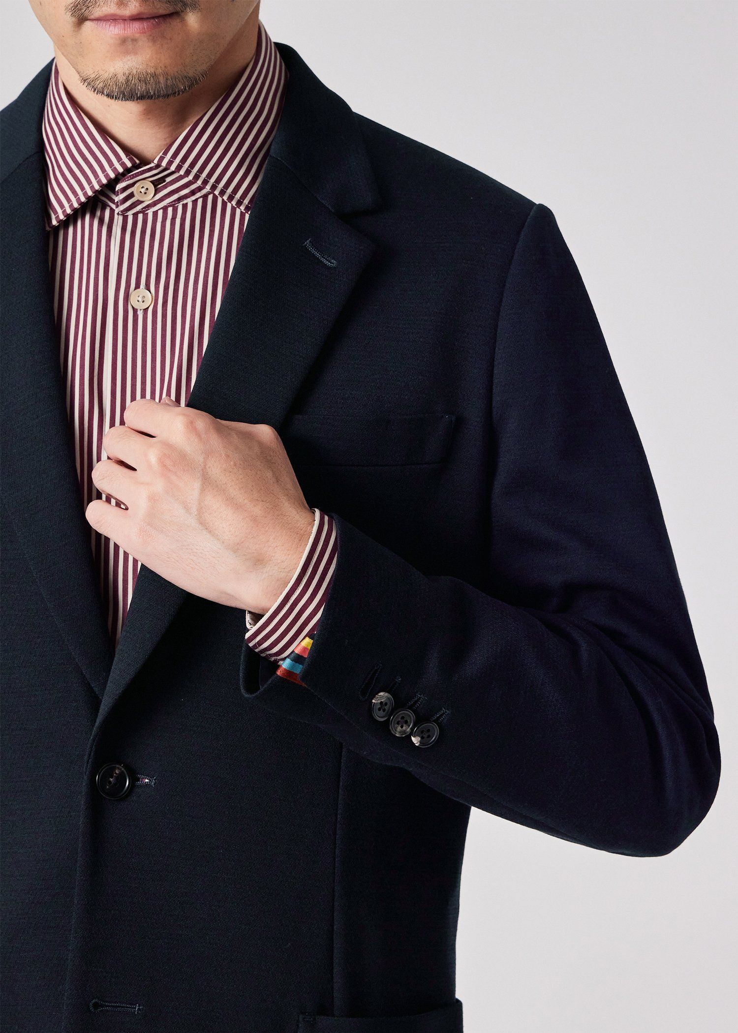 ポールスミス ウールシアサッカーシングル2Bジャケット サイズL 新品 紺色 ポールスミス ウールシアサッカーシングル2Bジャケット サイズL 新品 紺色