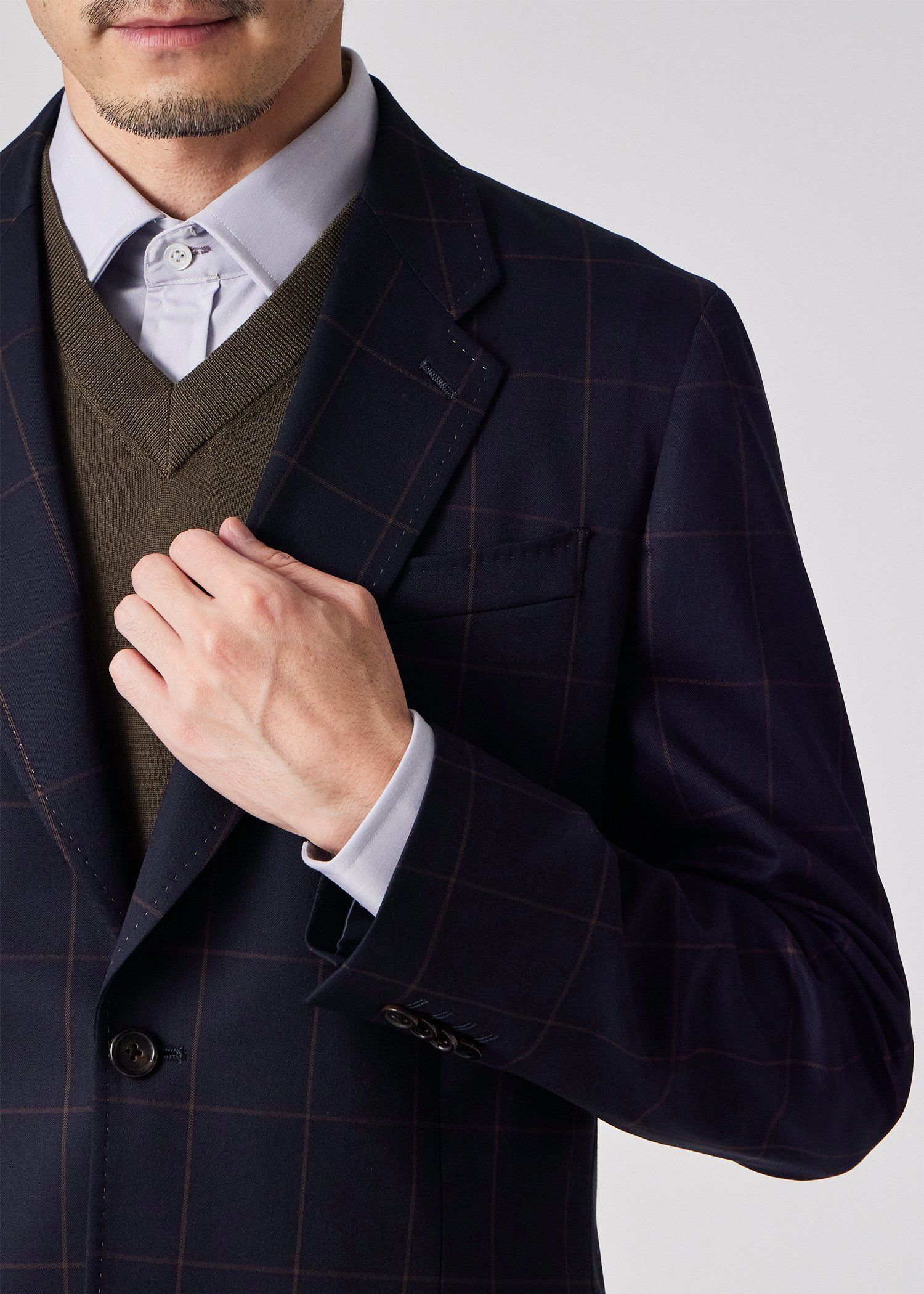 ウィンドウペーン シングル2Bジャケット（ネイビー） ｜ポール・スミス