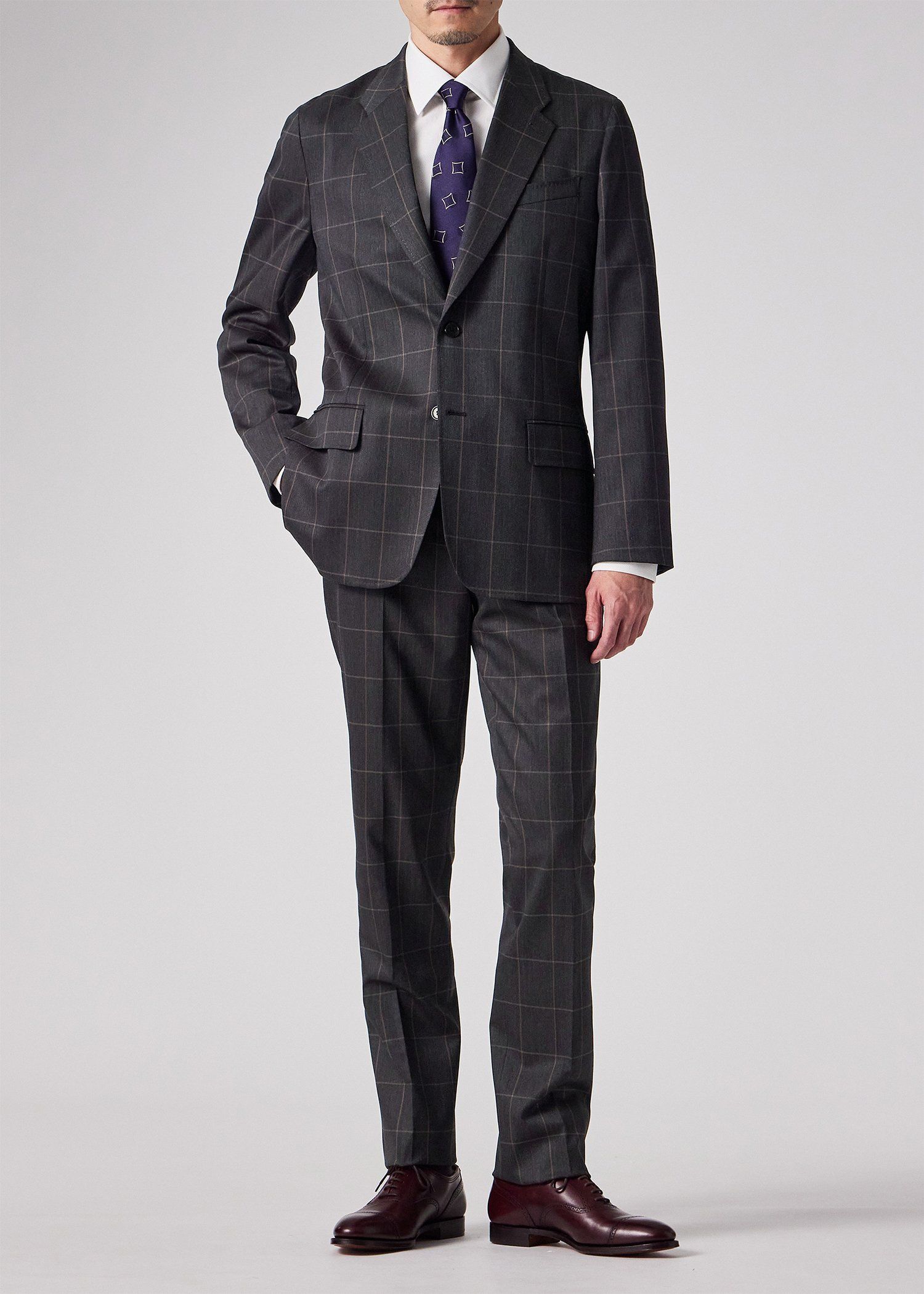 ウィンドウペーン テーパードトラウザーズ