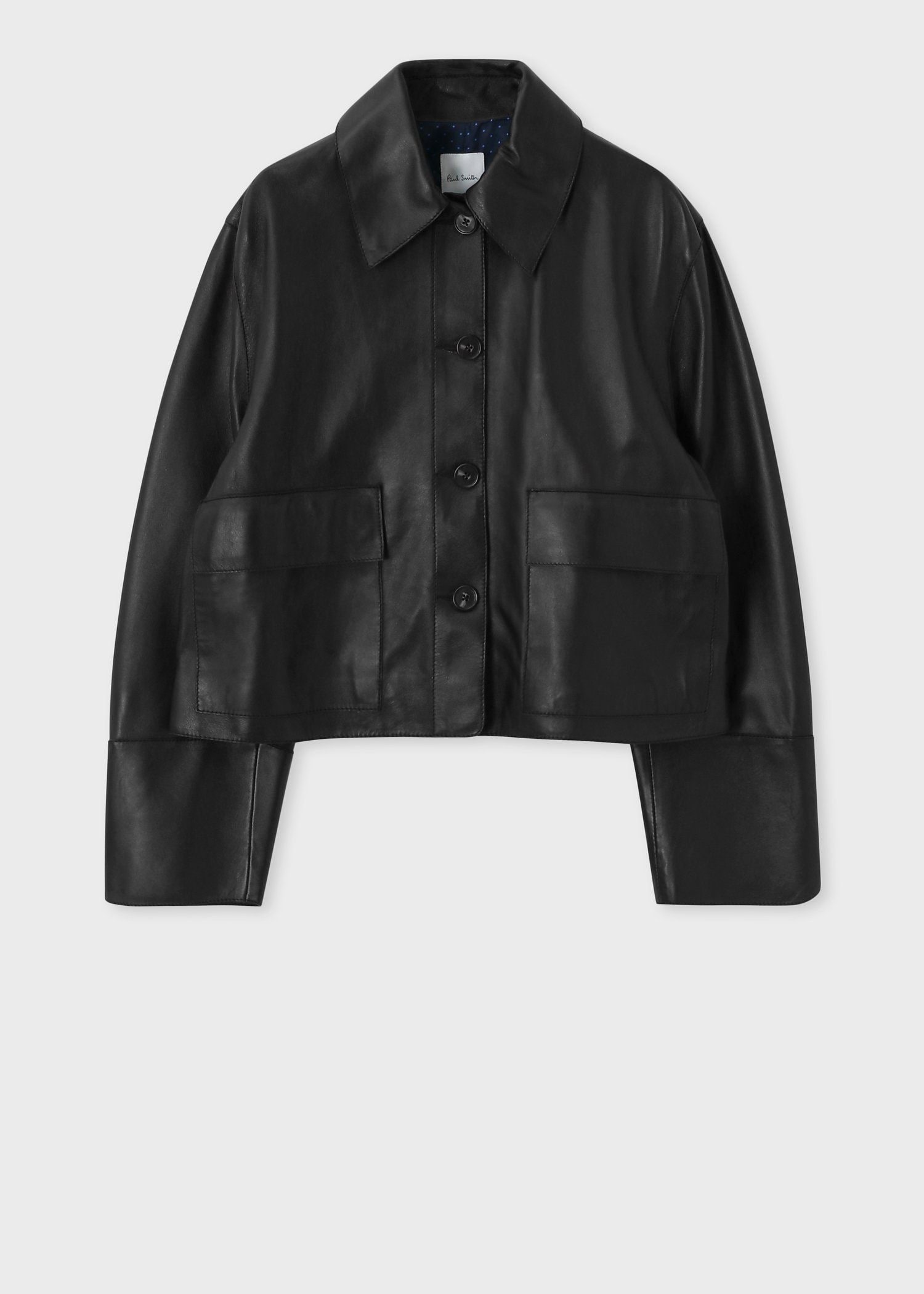 ウィメンズ ブラック クロップド レザージャケット ｜ポール・スミス