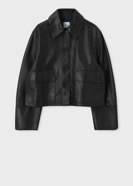 ウィメンズ ブラック クロップド レザージャケット ｜ポール・スミス