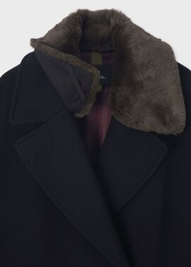 ウィメンズ ウールカルゼ ロングコート（ネイビー） ｜ポール・スミス