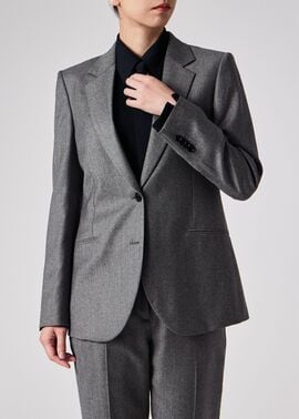 ウィメンズ カシミアブレンド フランネル ジャケット（グレー