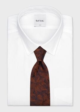 ジャカードフラワー タイ（ダークオレンジ） ｜ポール・スミス