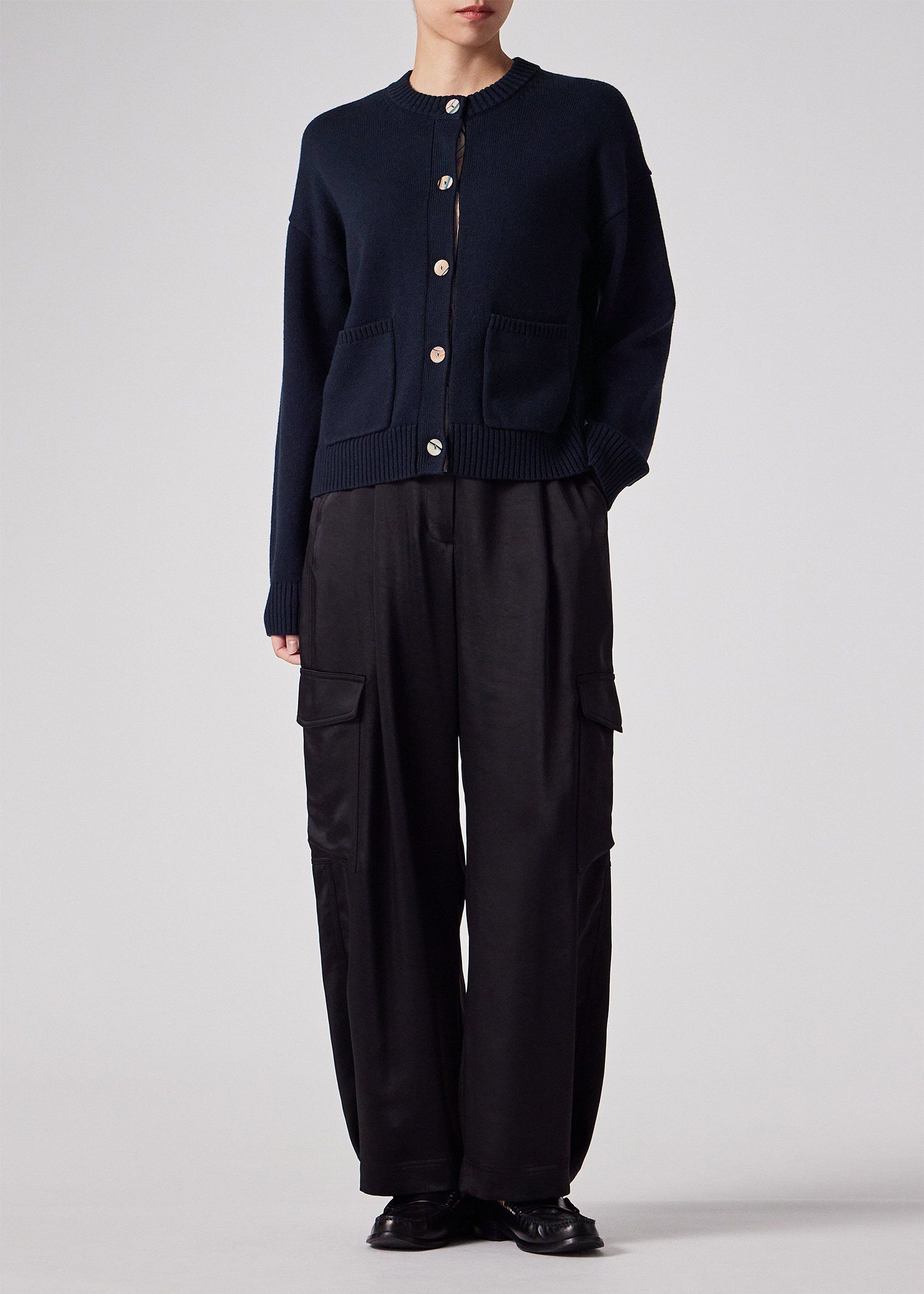 ウィメンズ スワール ボタン カーディガン（ネイビー） ｜ポール・スミス