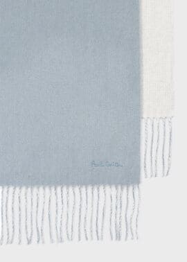 ウィメンズ カシミヤ リバーシブルマフラー（サックスブルー