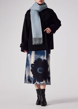 ウィメンズ カシミヤ リバーシブルマフラー（サックスブルー