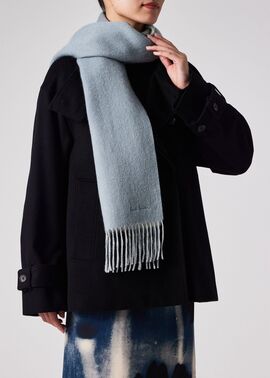 ポールスミス　ウィメンズカシミヤリバーシブルマフラー ウィメンズ カシミヤ リバーシブルマフラー（サックスブルー