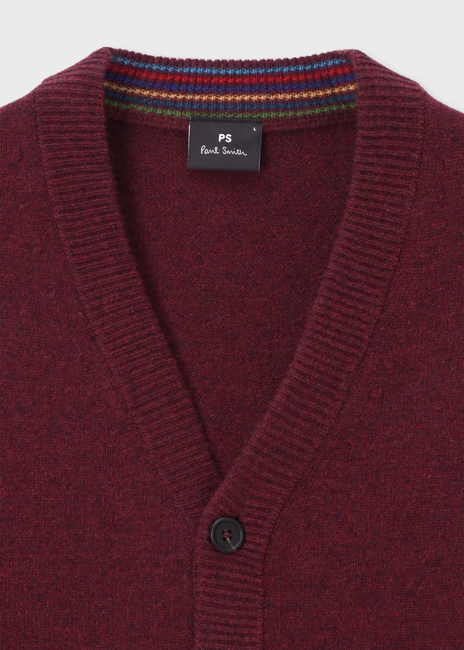 スポーツストライプ Vネックカーディガン（バーガンディ） ｜ポール