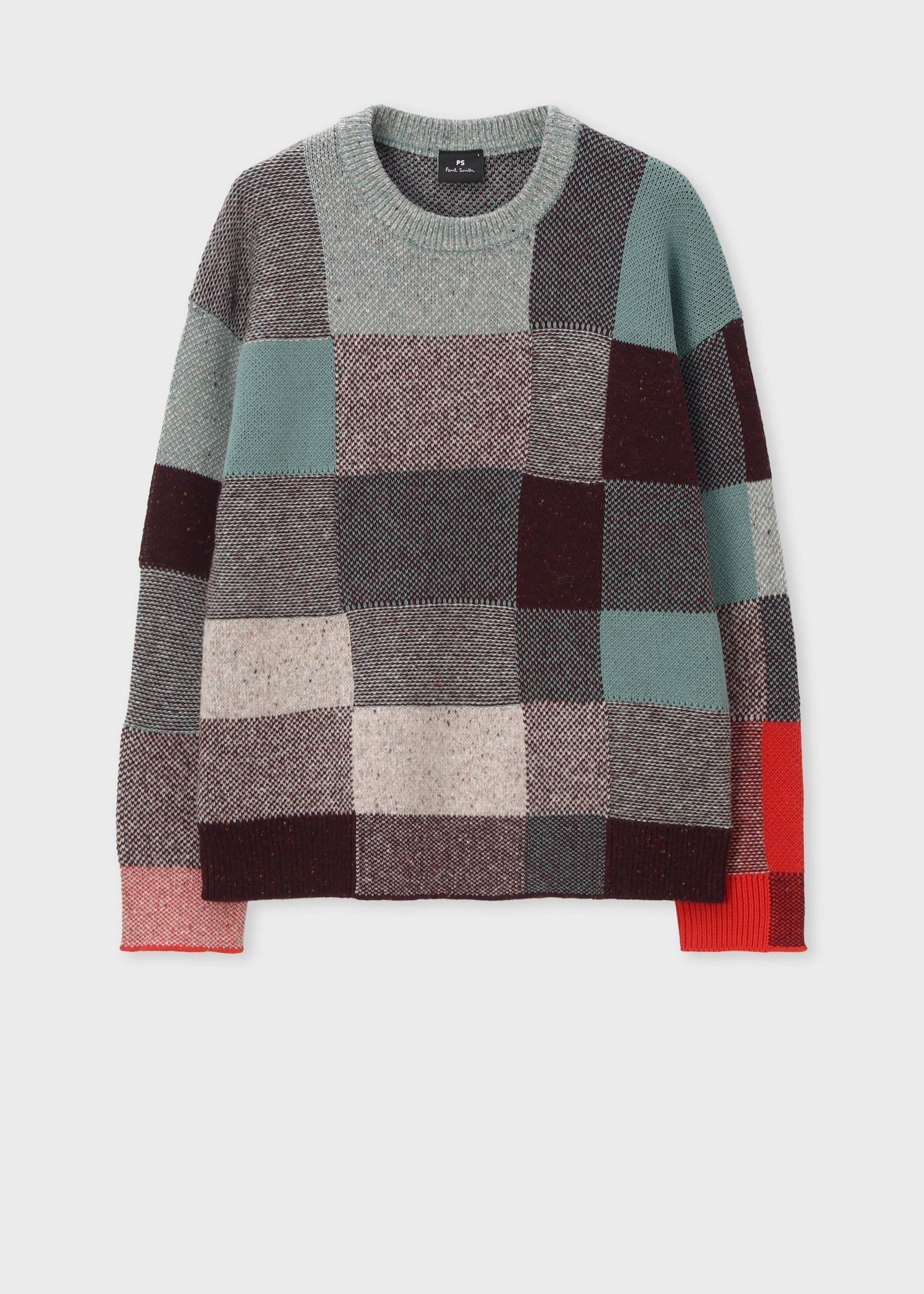 ブロークンチェック クルーネックニット（ターコイズ） ｜ポール・スミス