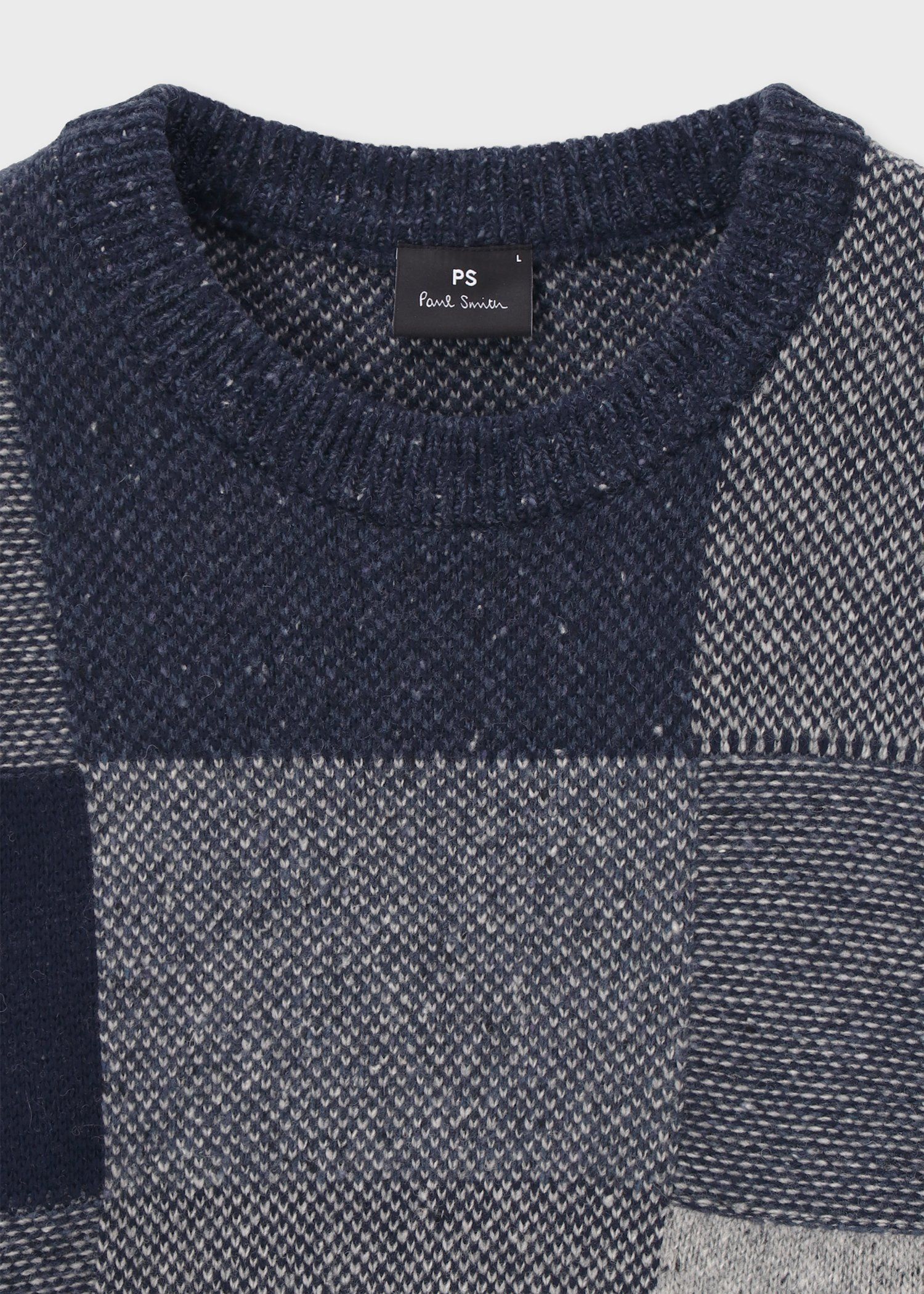 ブロークンチェック クルーネックニット