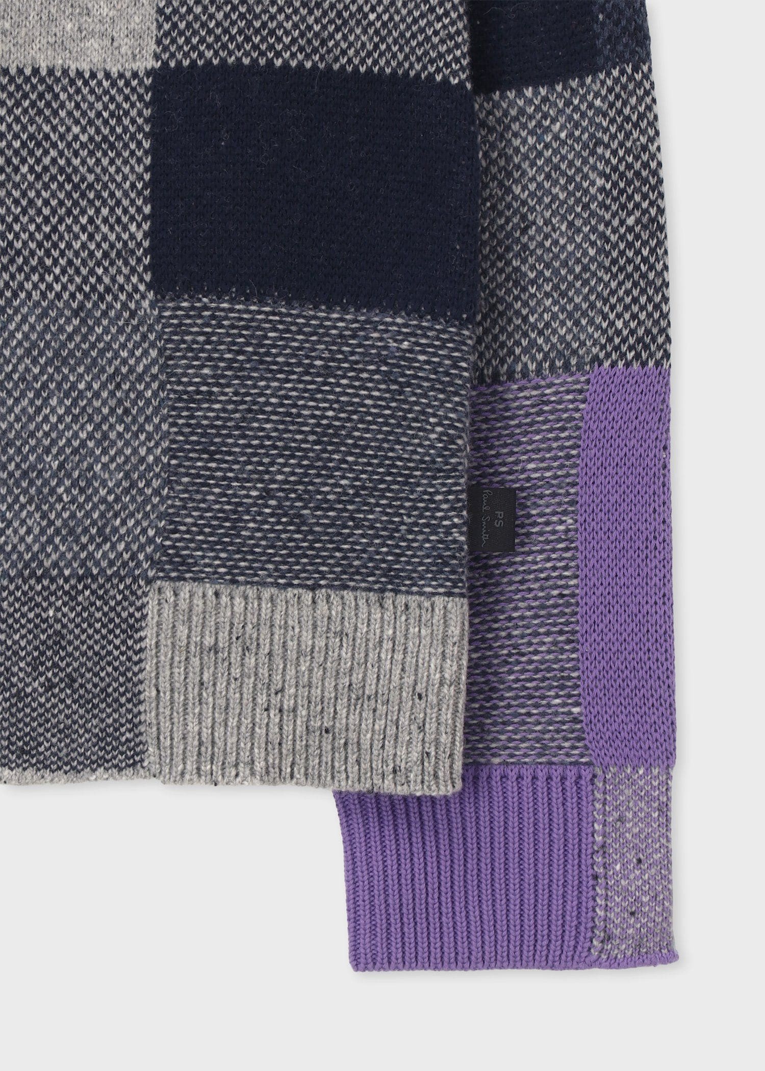 ブロークンチェック クルーネックニット