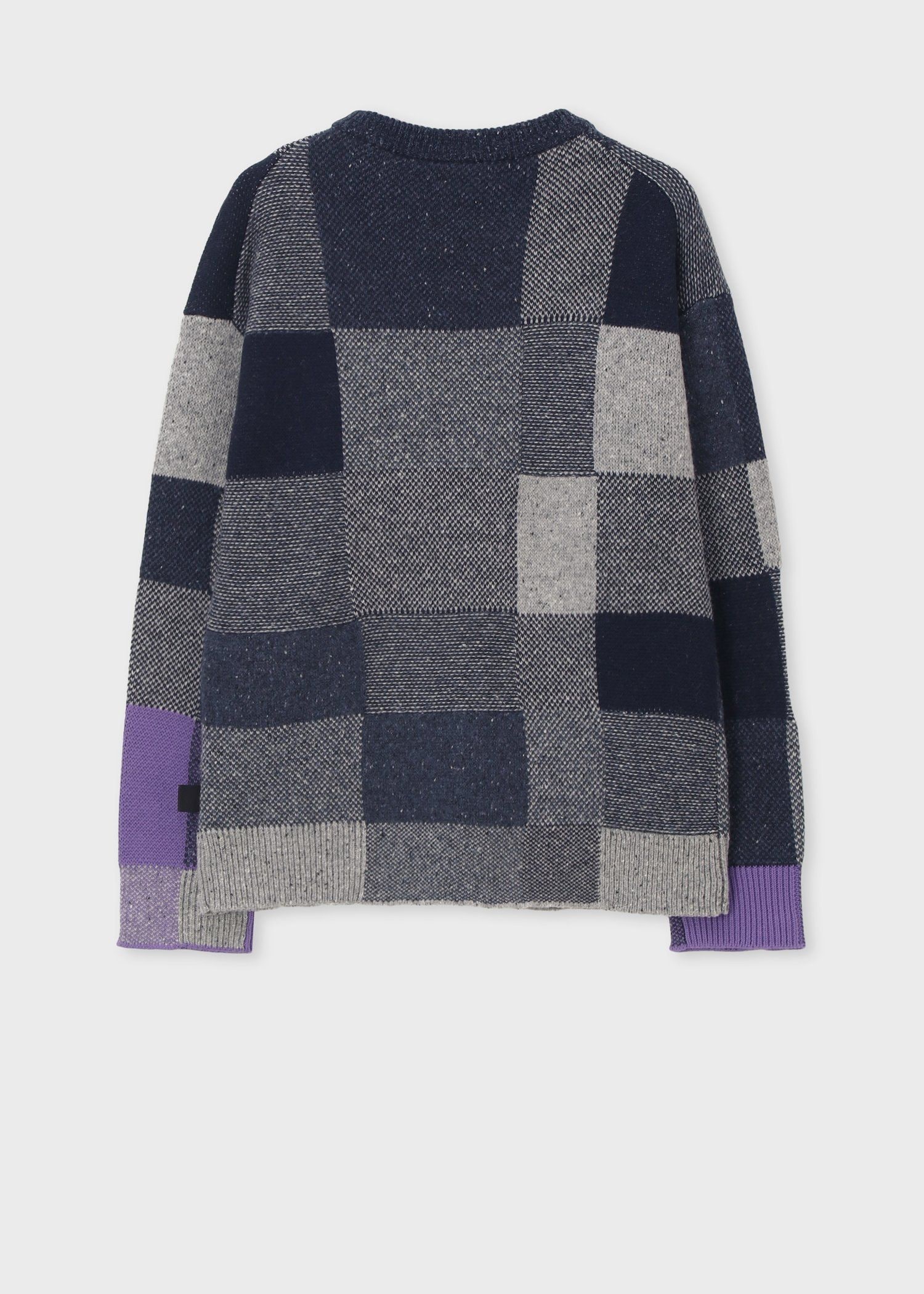 ブロークンチェック クルーネックニット