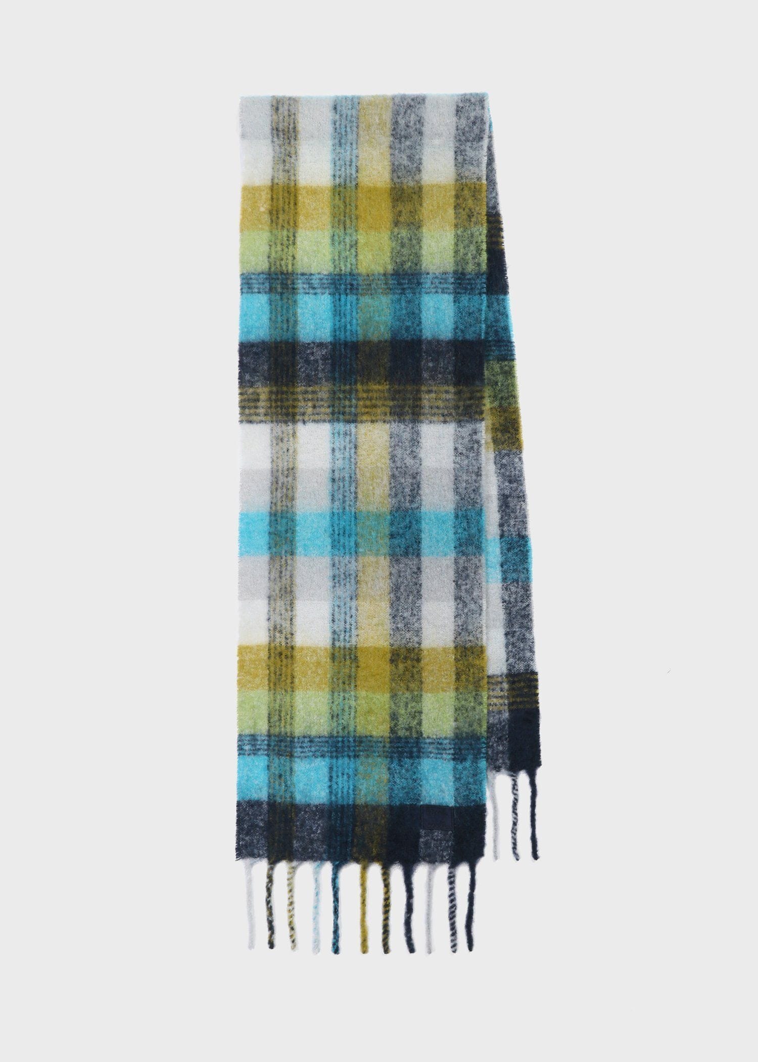 "Cropped Logo" メリノウール チェックマフラー