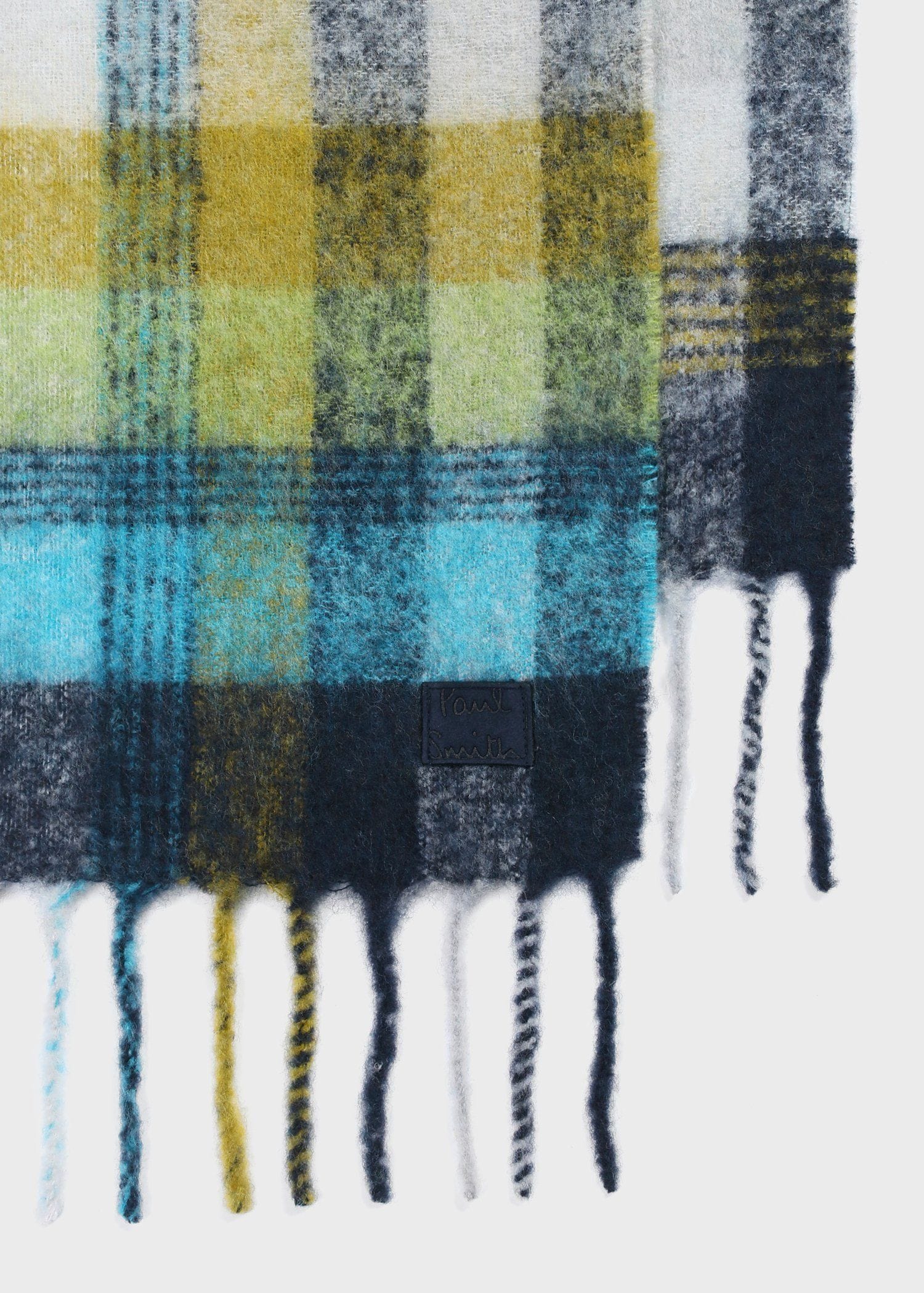 "Cropped Logo" メリノウール チェックマフラー