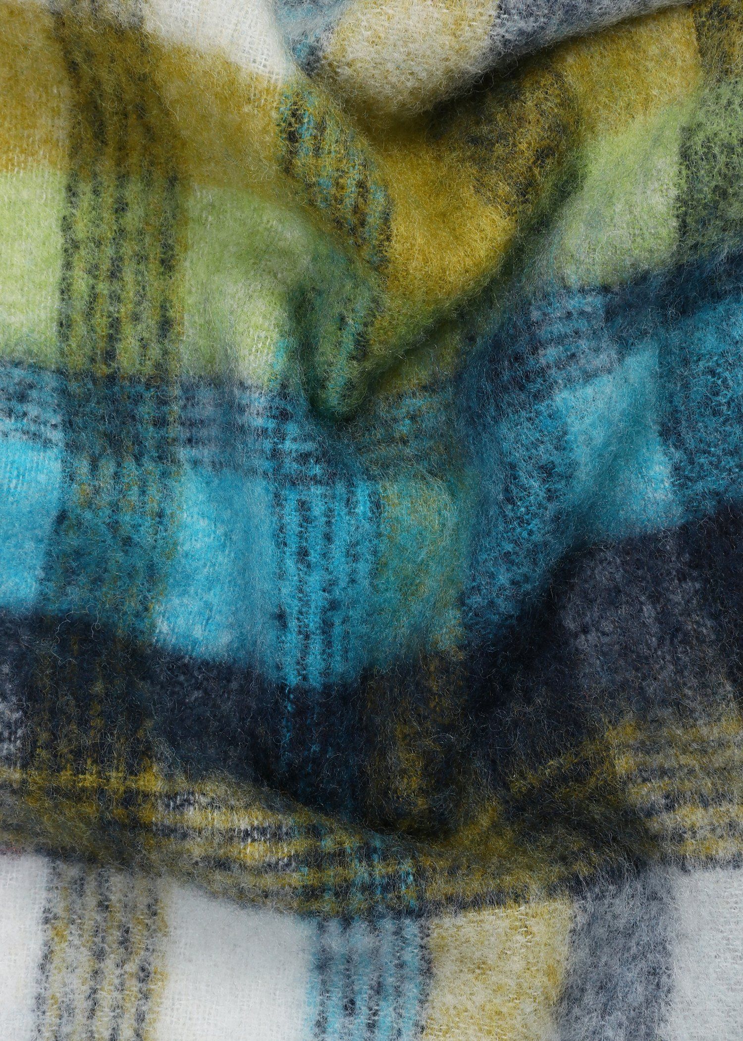 "Cropped Logo" メリノウール チェックマフラー