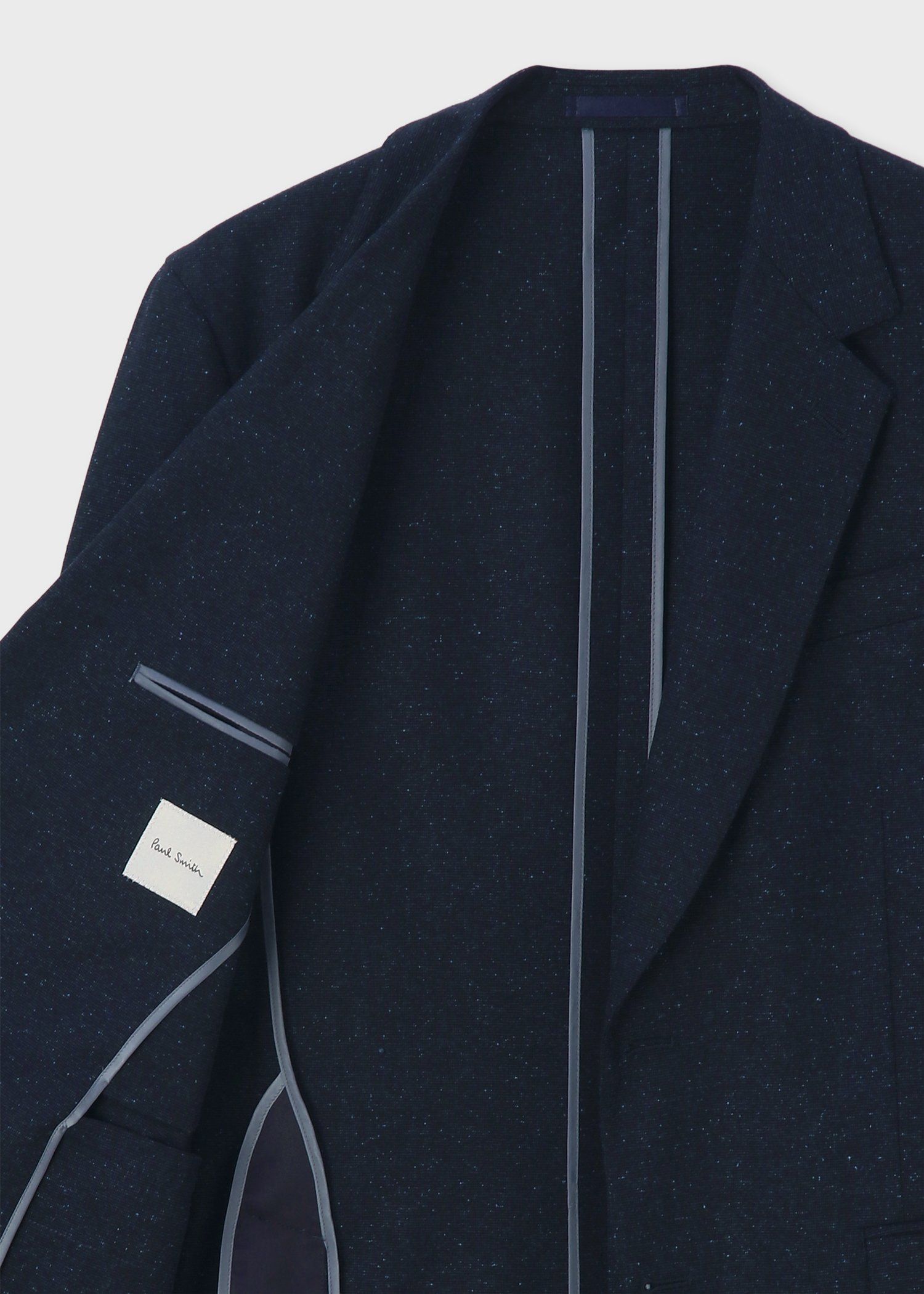 ウールシルク カラーネップツィード 2Bジャケット（ネイビー