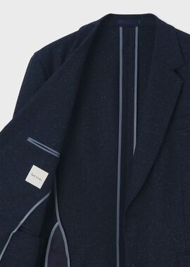 ウールシルク カラーネップツィード 2Bジャケット（ネイビー