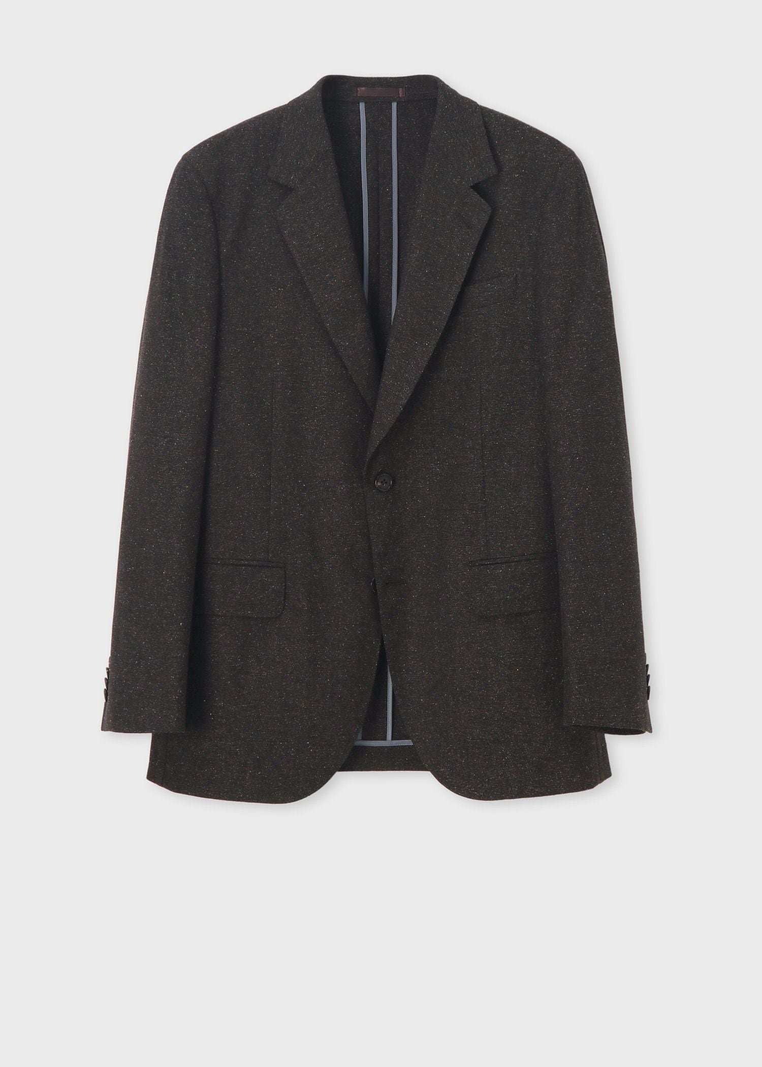 ウールシルク カラーネップツィード 2Bジャケット（ダークブラウン