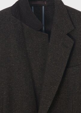 ウールシルク カラーネップツィード 2Bジャケット（ダークブラウン