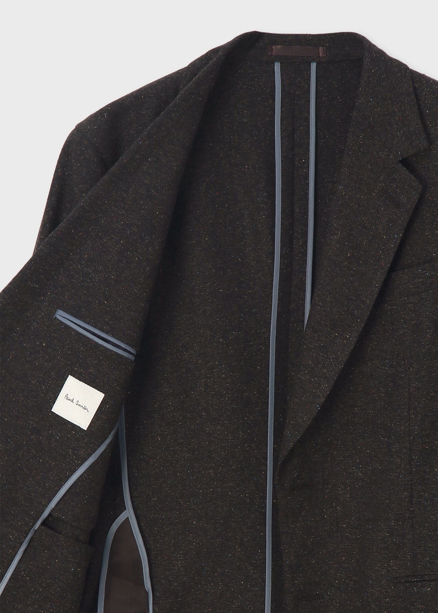 ウールシルク カラーネップツィード 2Bジャケット（ダークブラウン