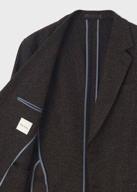 ウールシルク カラーネップツィード 2Bジャケット（ダークブラウン