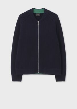 コントラストカラー ジップカーディガン