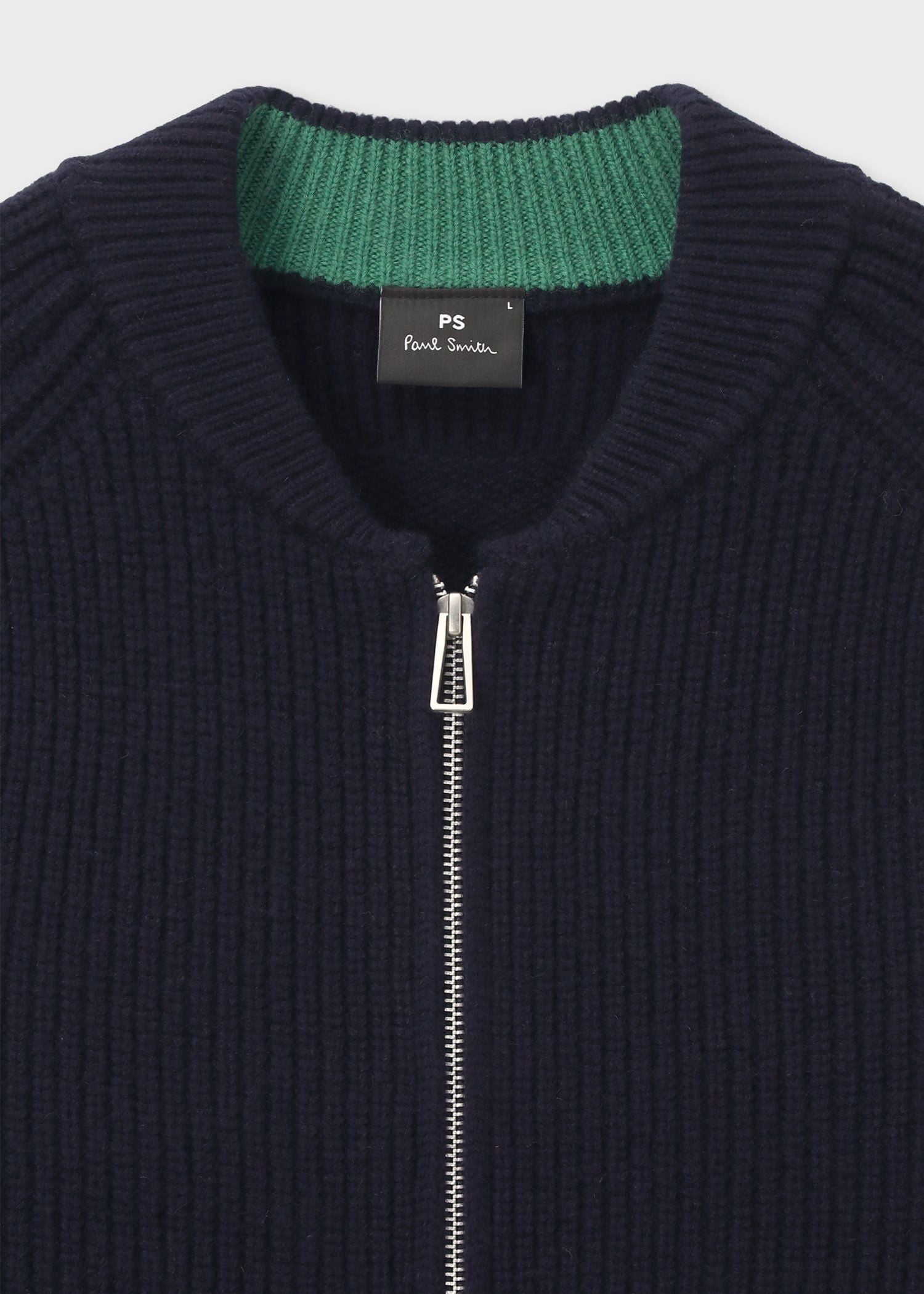 コントラストカラー ジップカーディガン（ネイビー） ｜ポール・スミス