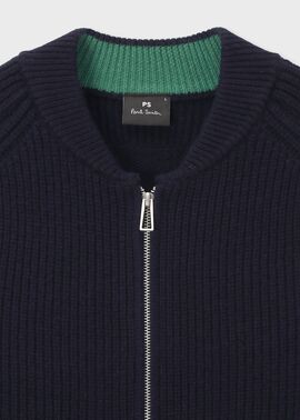 コントラストカラー ジップカーディガン（ネイビー） ｜ポール・スミス