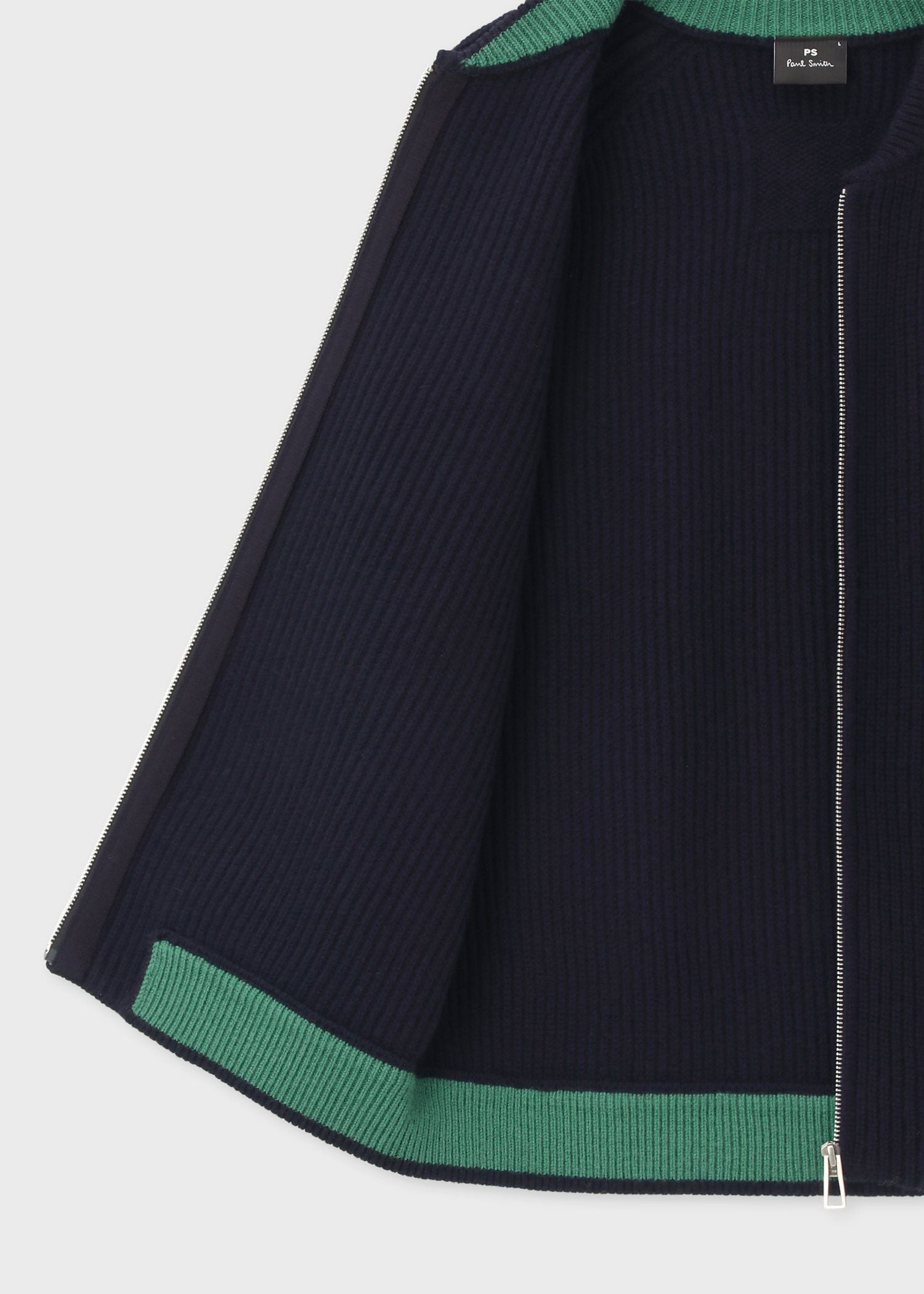 コントラストカラー ジップカーディガン（ネイビー） ｜ポール・スミス