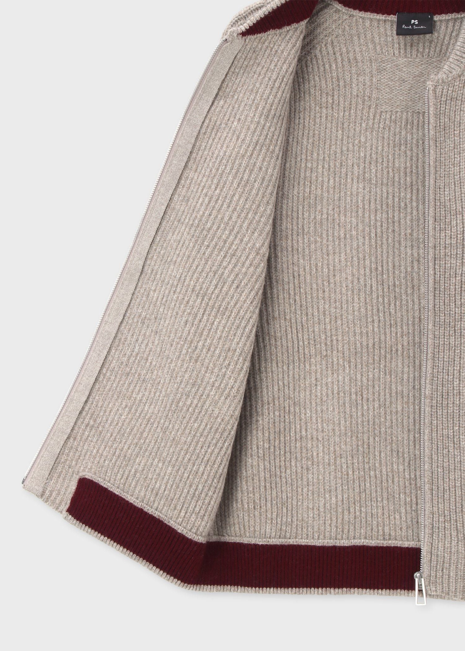 コントラストカラー ジップカーディガン