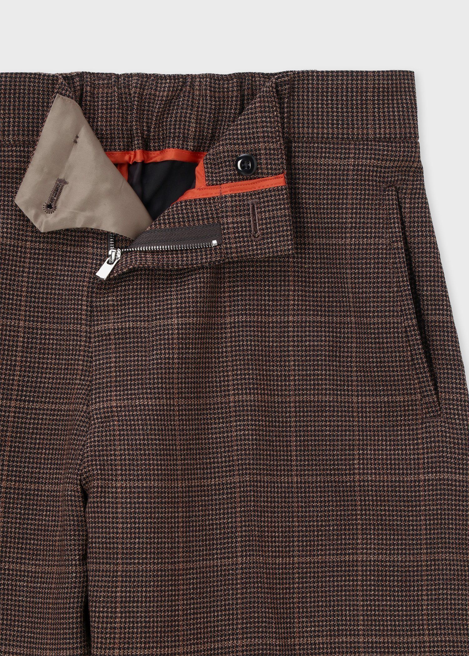 ミックスチェックウール 2タック トラウザーズ（ブラウン） ｜ポール