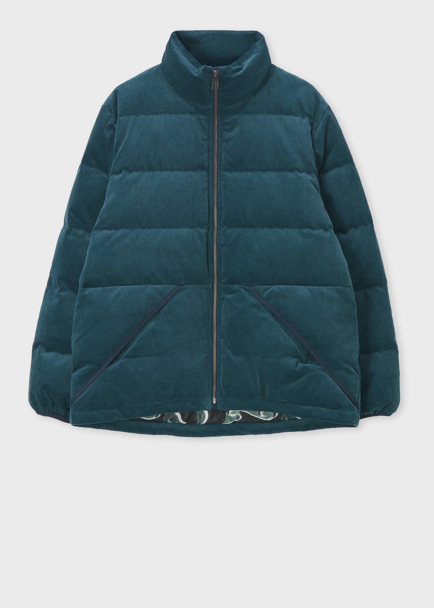 ナローウェールコーデュロイ ダウンジャケット（ブルーグレー