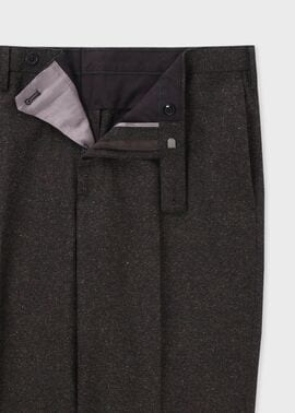 ウールシルク カラーネップツィード テーパード トラウザーズ（ダーク