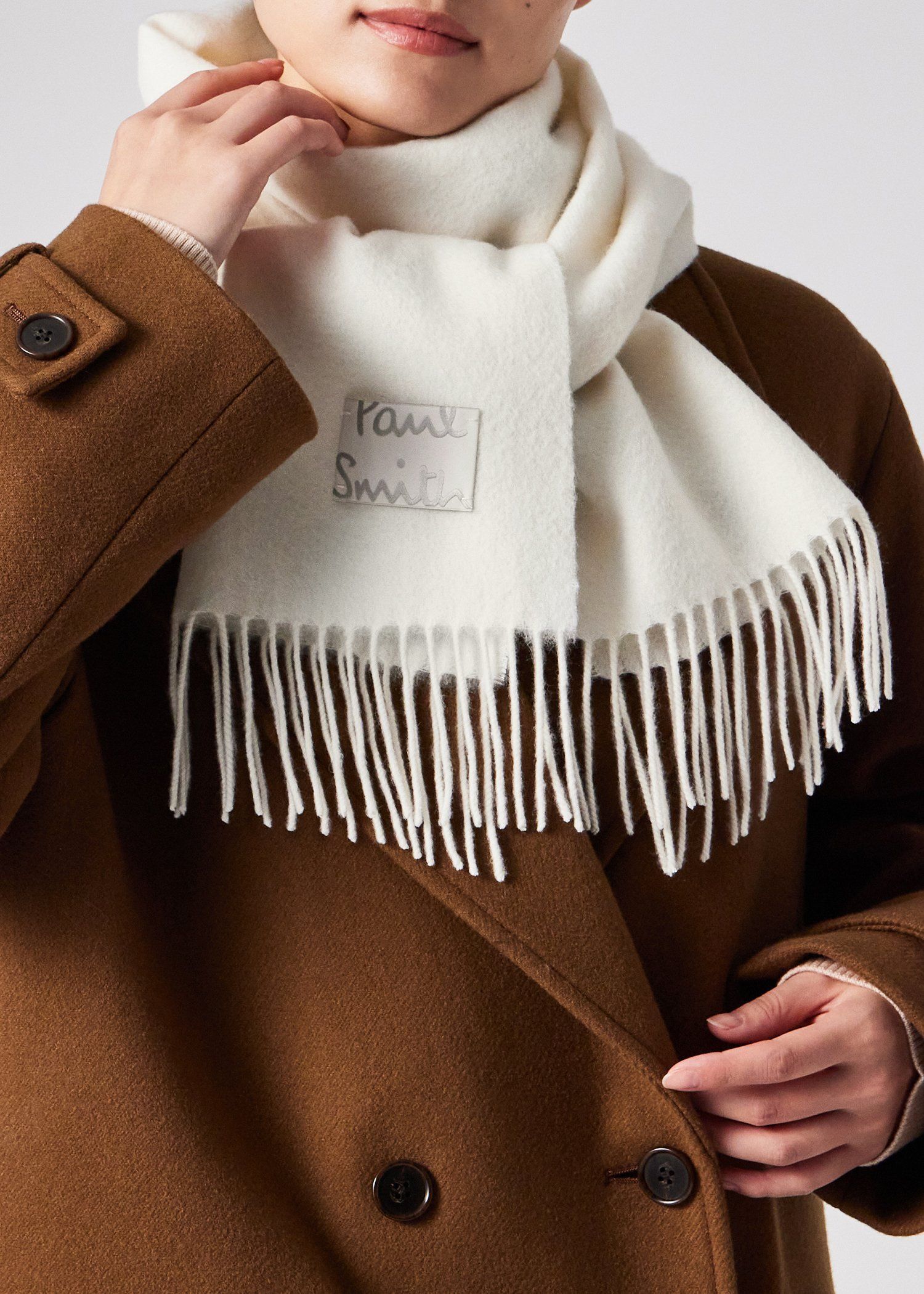 ウィメンズ "Cropped Logo" カシミヤブレンド マフラー